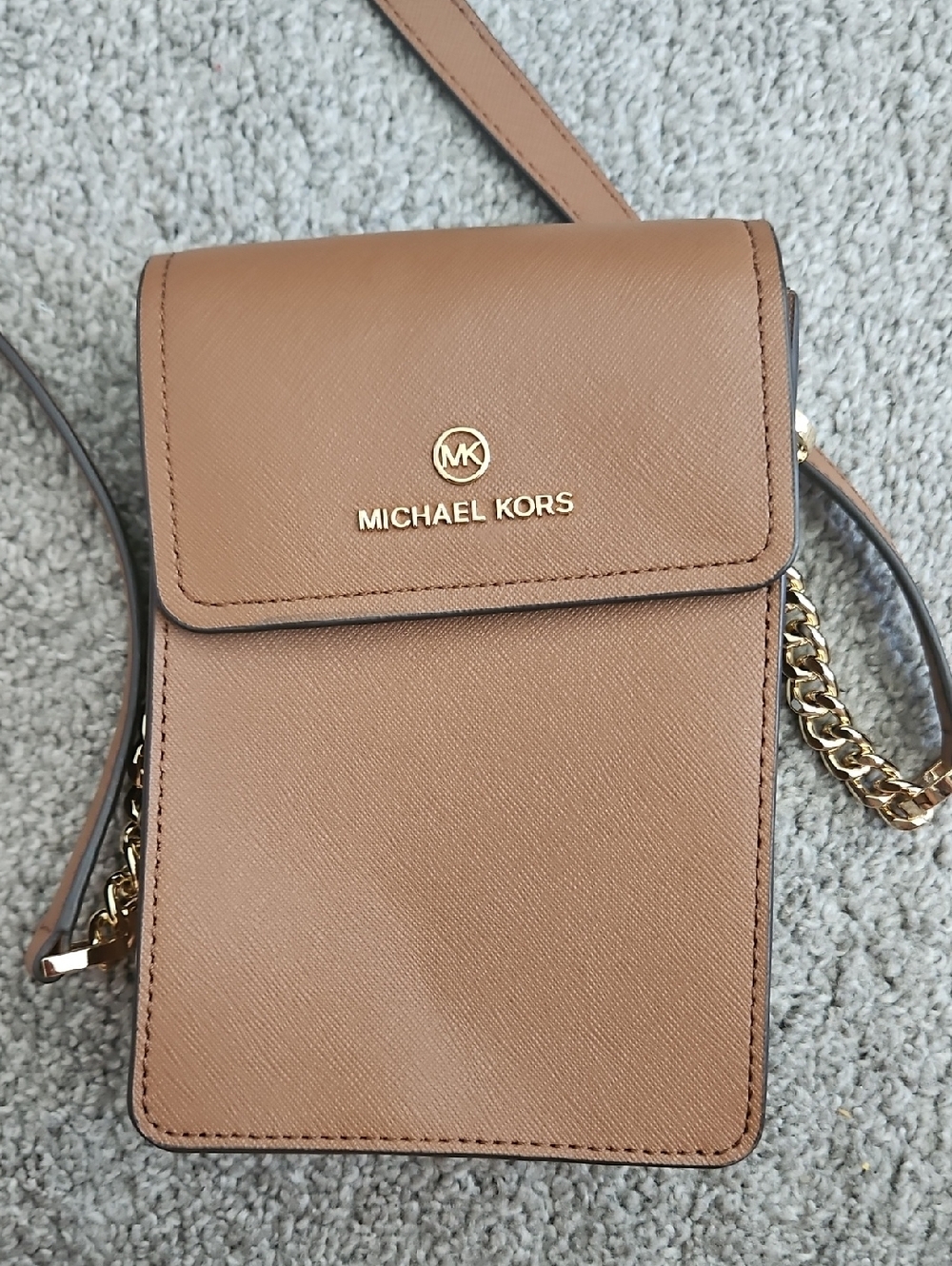 Michael Kors Small Saffiano Leather Smartphone Crossbody Bag - Brown